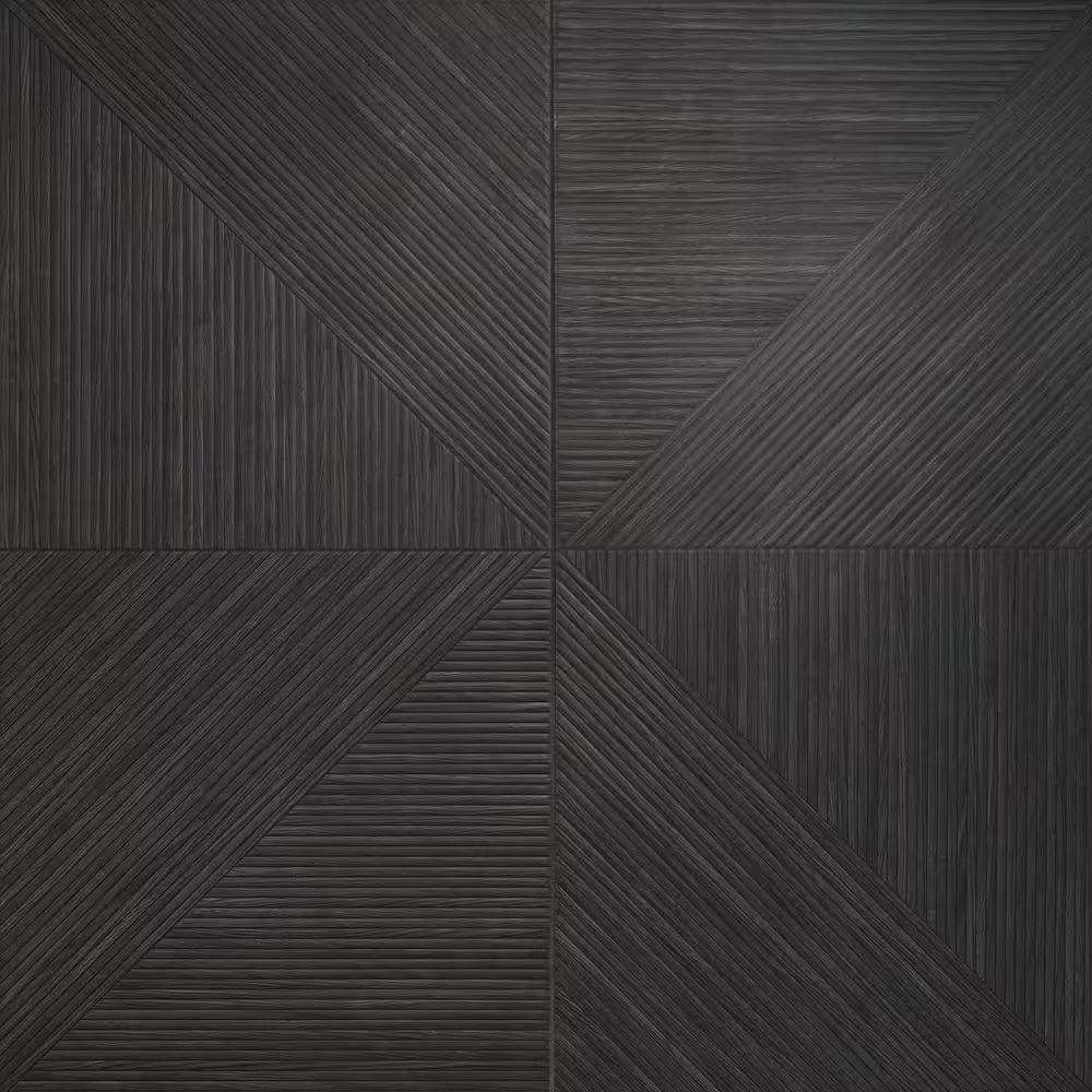 Luxury Ribbed Charcoal 23.62 In. X 47.24 In. Matte Porcelain Wall (15.49 Sq. Ft./Case)