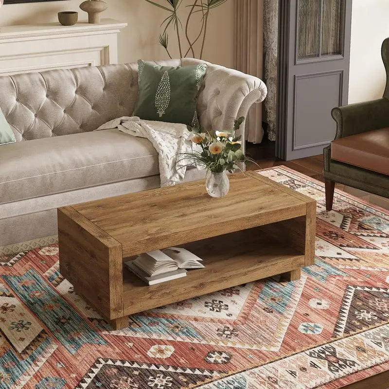 Belmont Collection | Rectangular Danish-Inspired Walnut Coffee Table - featuring close-up joinery and artisanal finish quality in a Mid-Century Modern living room setting.