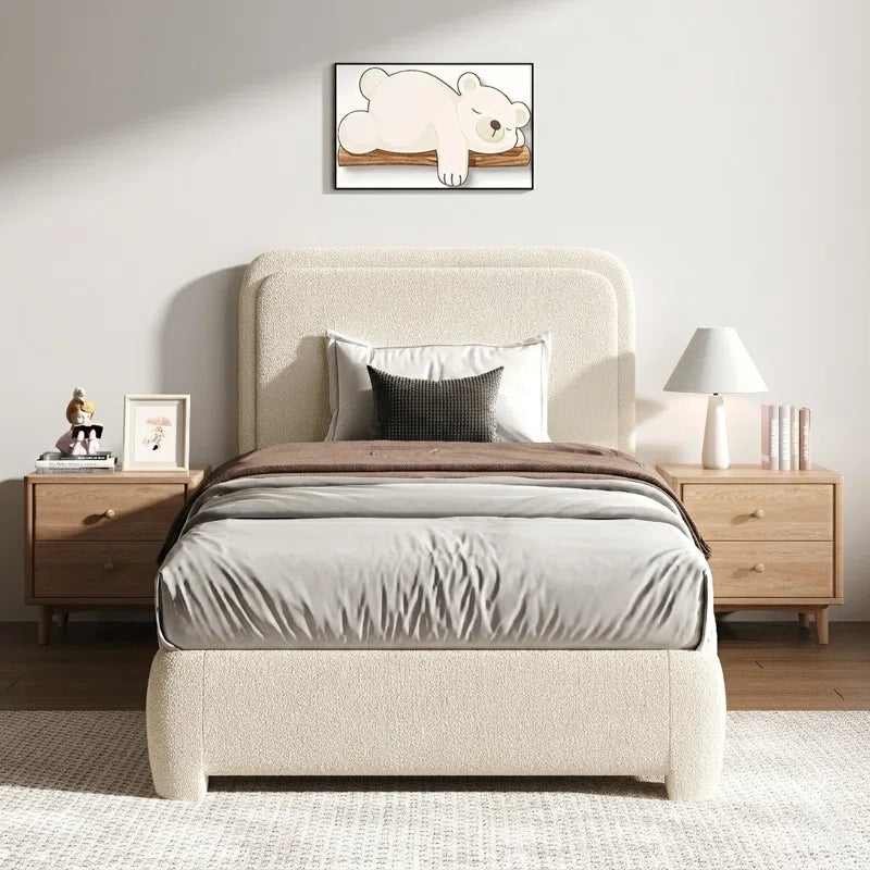 Transform your bedroom with the stylish Bensu Boucle Upholstered Platform Bed! 🛏️✨ #HomeDecor #BedroomGoals