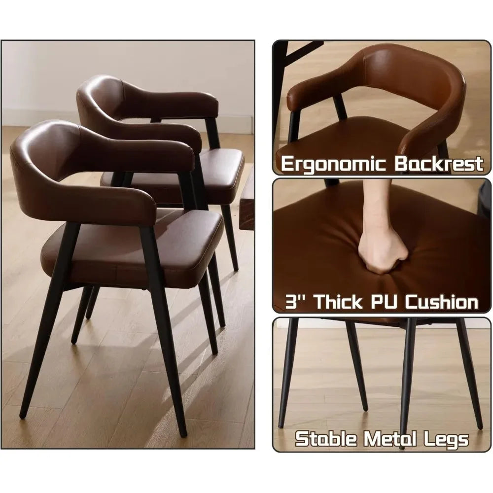Astoria Collection | Geometric Marble-Topped Leather Armchairs - Set of 2 - captured in a curated lifestyle vignette in a Mid-Century Modern living room setting.