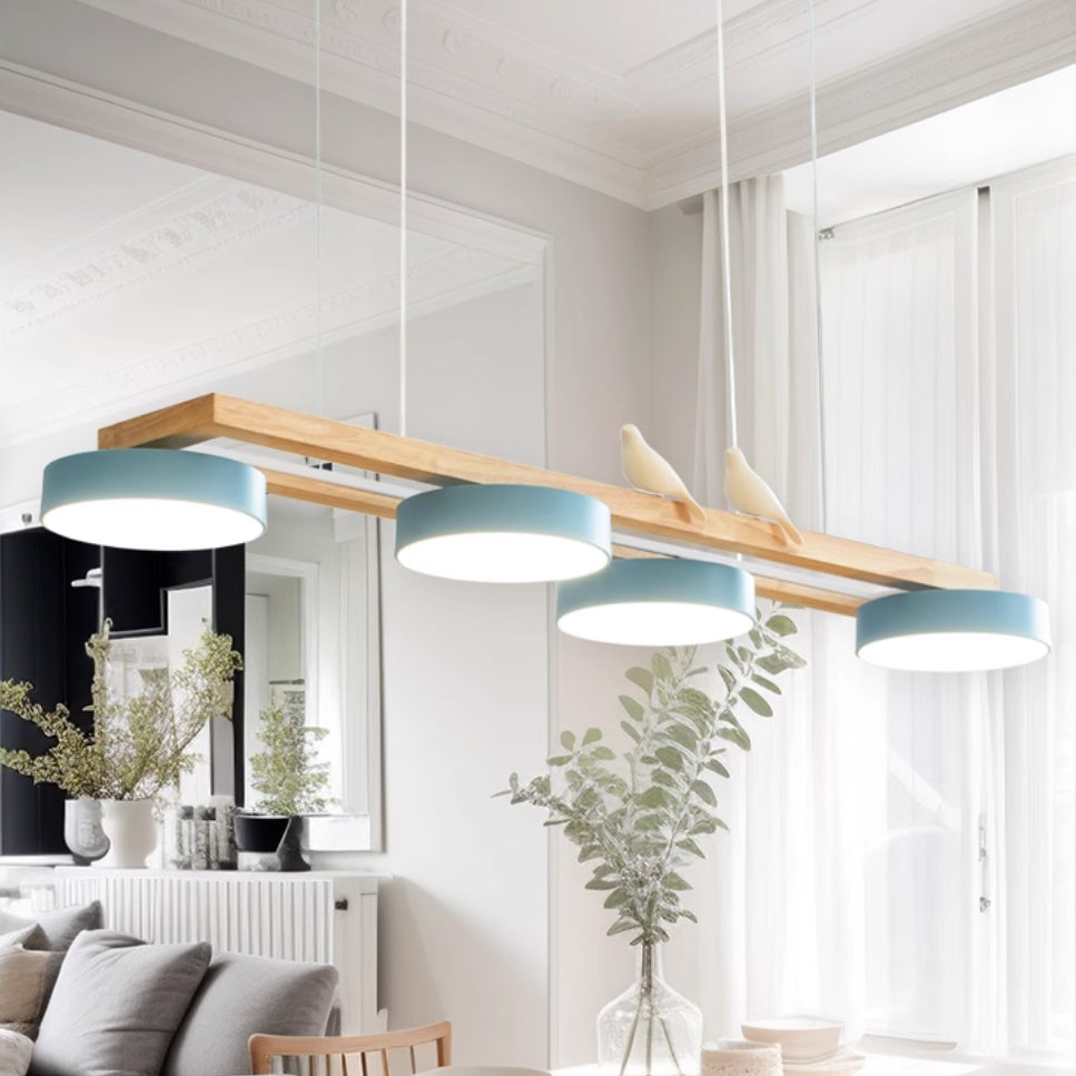 Belmont Collection | Sculptural Atomic-Era Walnut Constellation Chandelier - showcasing full sculptural form and curated finish in a Mid-Century Modern living room setting.