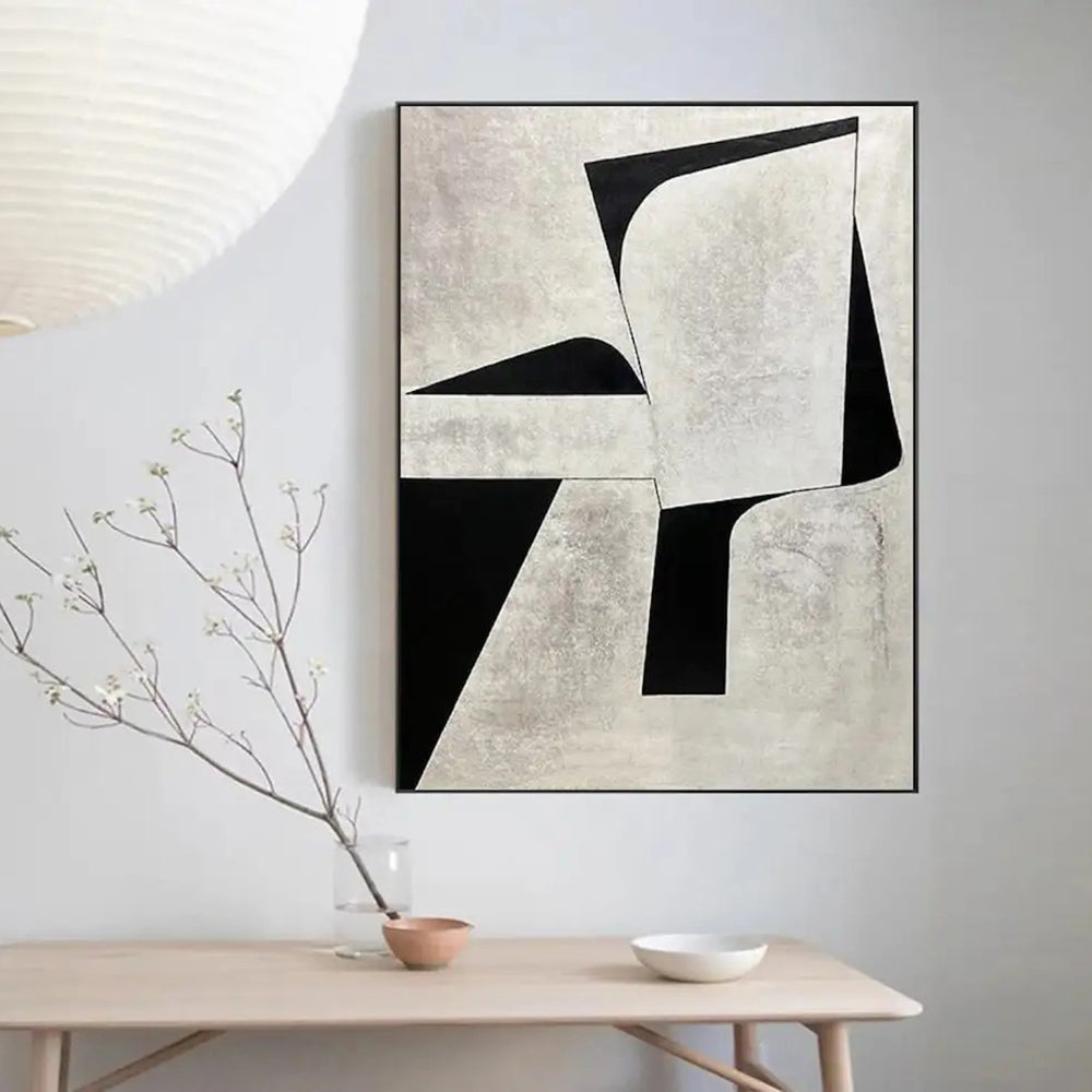 Mid-Century Modern Handmade Oil Painting - Original Minimalist Canvas Art for Sophisticated Spaces