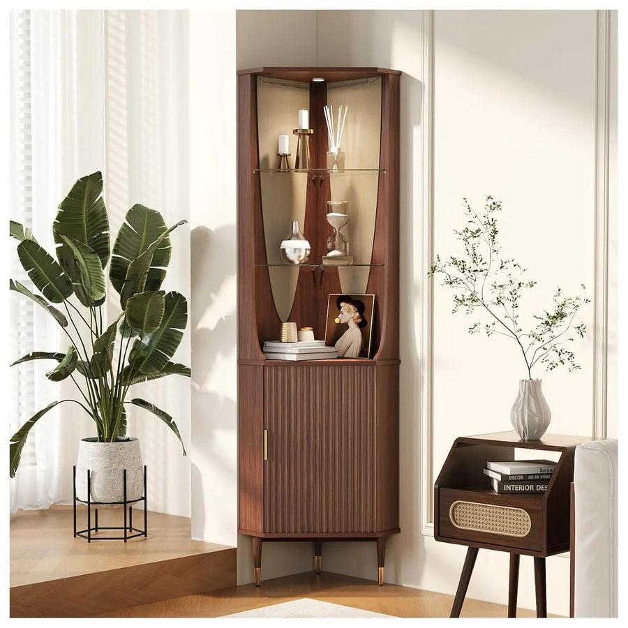 The Fontaine Walnut Corner Bar Cabinet