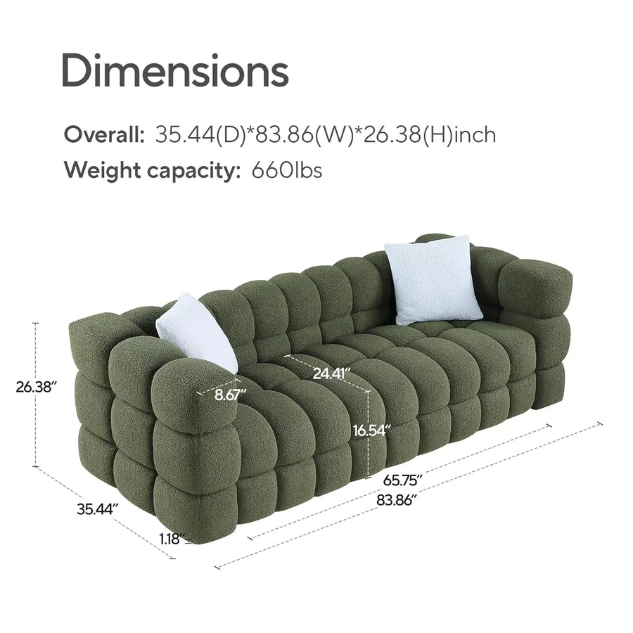 Cloud Couch Boucle 3-Seater: Mid Century Modern Luxury Sofa with Custom Design