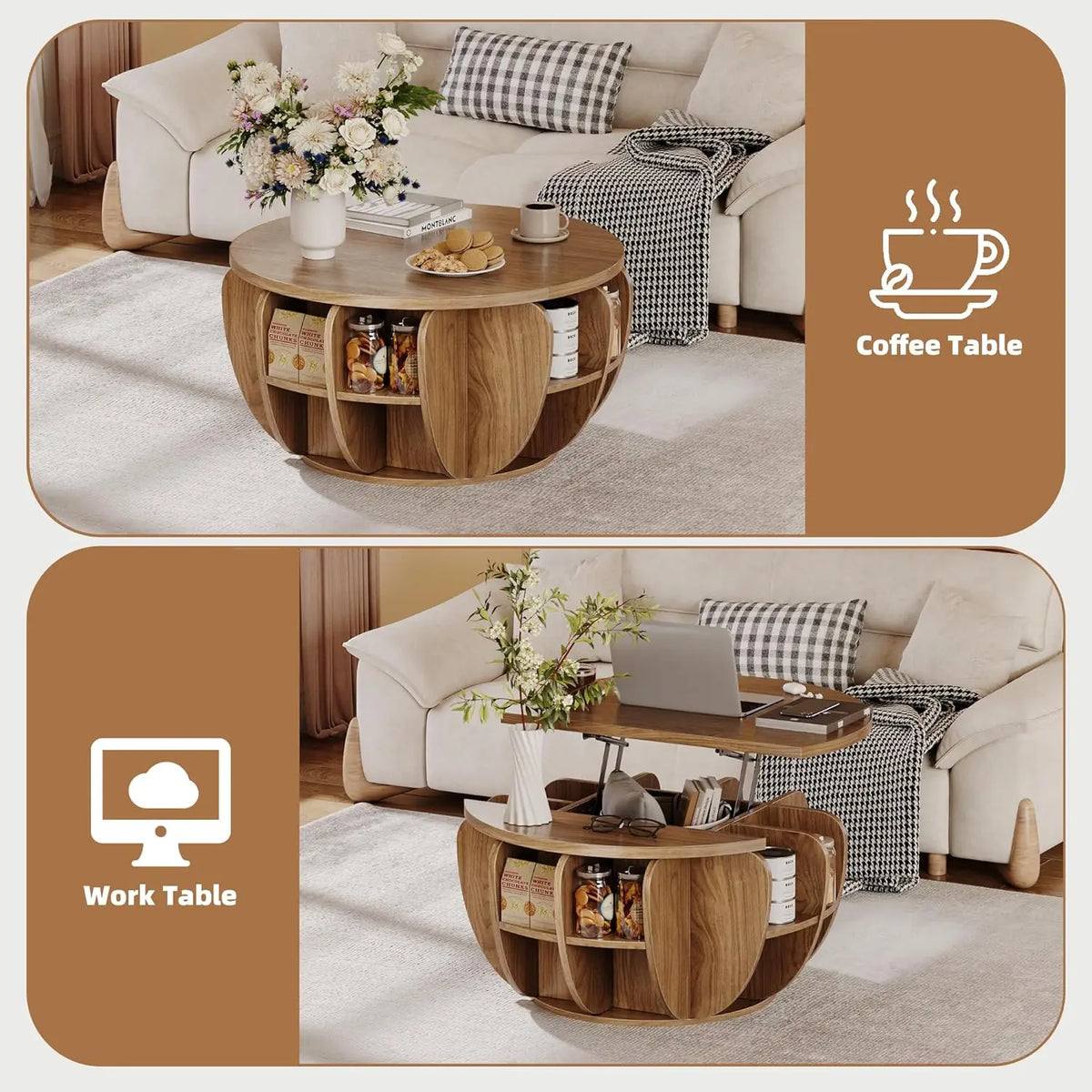 Astoria Collection | Tapered-Leg Atomic-Era Walnut Coffee Table - highlighting material texture and craftsmanship detail in a Mid-Century Modern living room setting.
