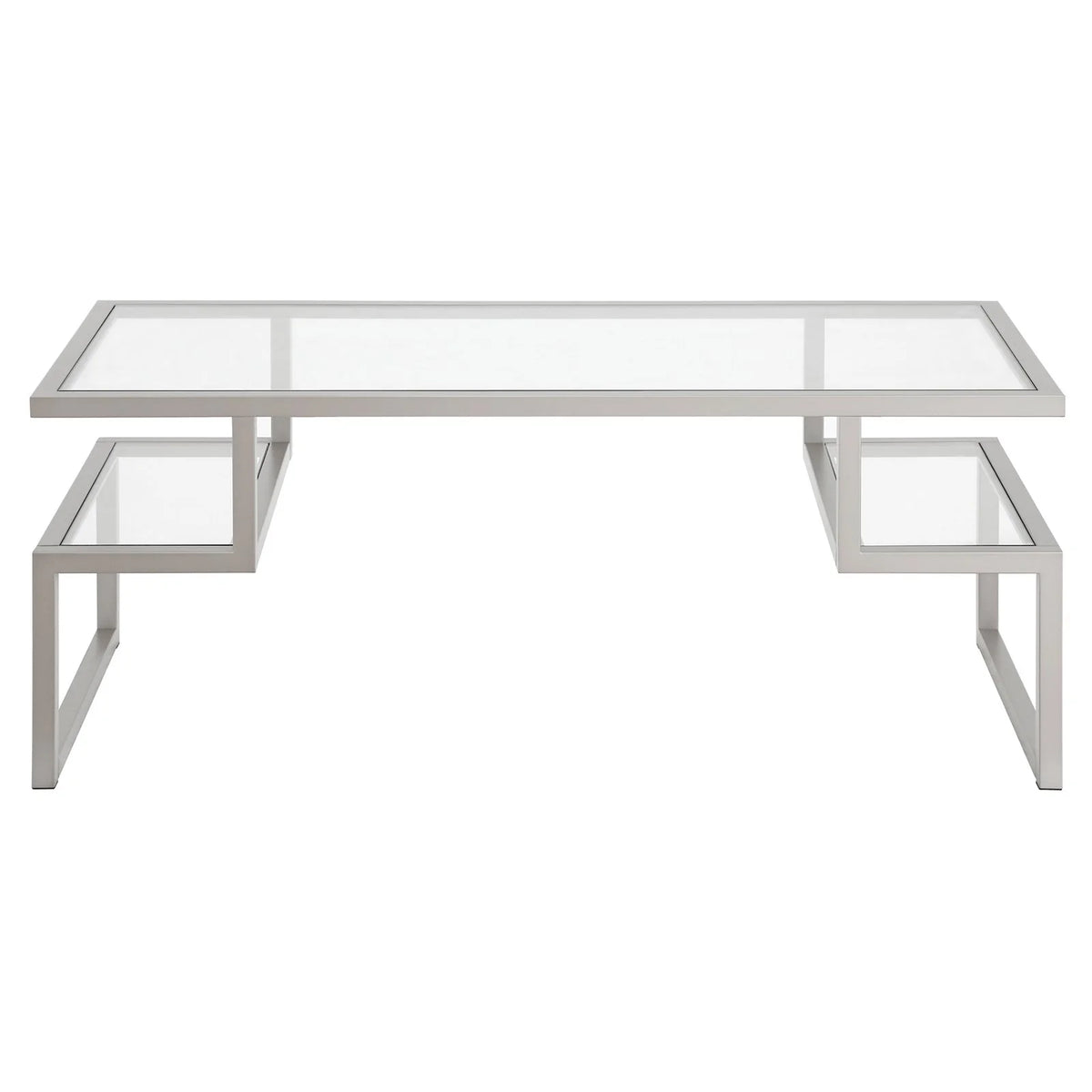 Zander 45" Wide Rectangular Coffee Table, Brass