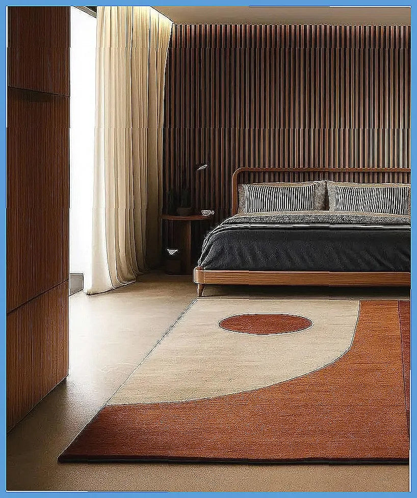 Dresden Collection | Geometric Desert-Modern Abstract Wool Rug - captured in a curated lifestyle vignette in a Mid-Century Modern living room setting.