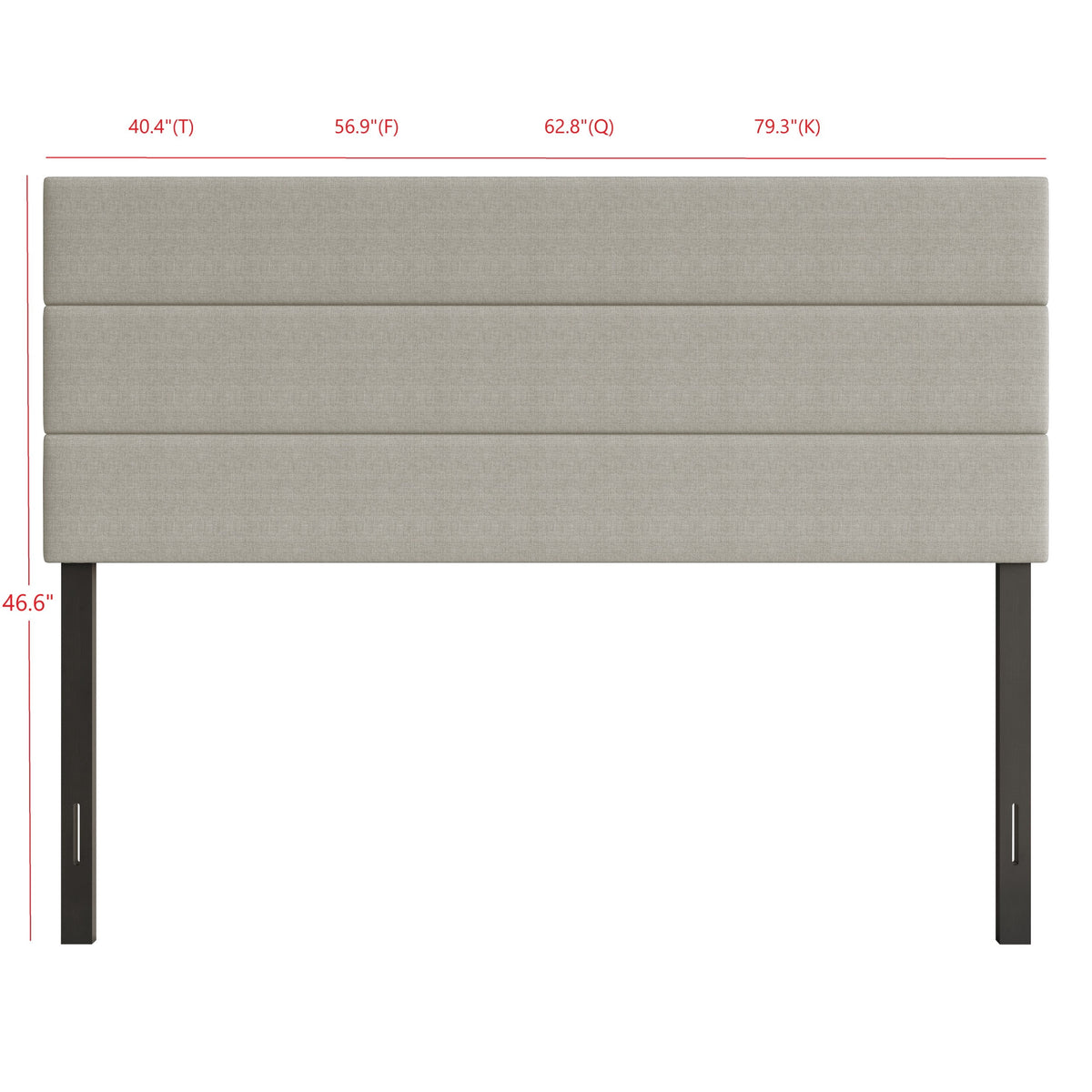 Etta Twin Upholstered Headboard with Channel Tufting and Foam Padding, Warm Gray, Easy Assembly