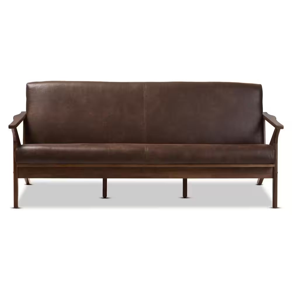 Bianca 72.1 In. Dark Brown Fabric 4-Seater Cabriole Sofa with Wood Frame