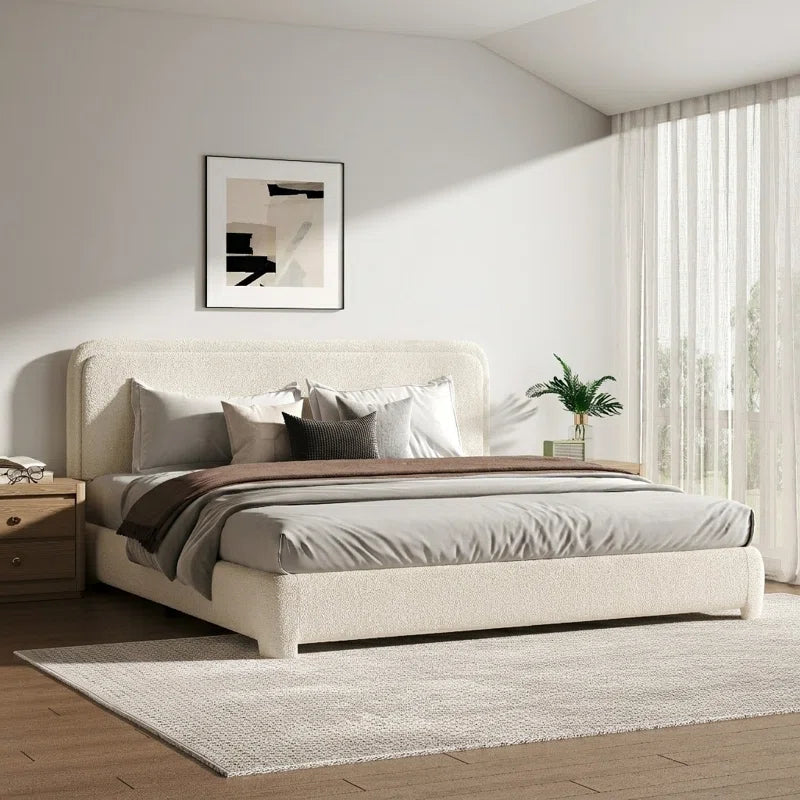 Transform your bedroom with the stylish Bensu Boucle Upholstered Platform Bed! 🛏️✨ #HomeDecor #BedroomGoals