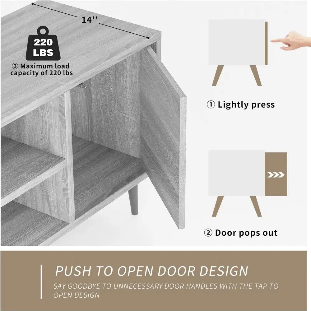 Belmont Collection | Tapered-Leg Steel-Framed Ash & Steel Console - highlighting material texture and craftsmanship detail in a Mid-Century Modern entryway setting.