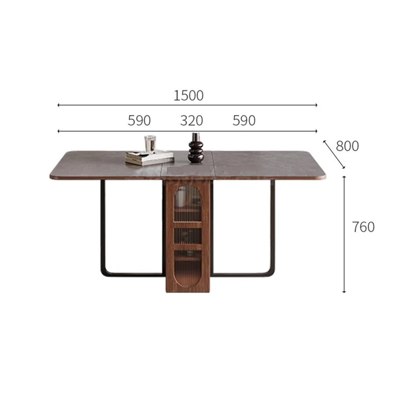 Astoria Collection | Tapered-Leg Atomic-Era Walnut Drop-Leaf Table - showcasing full sculptural form and curated finish in a Mid-Century Modern living room setting.