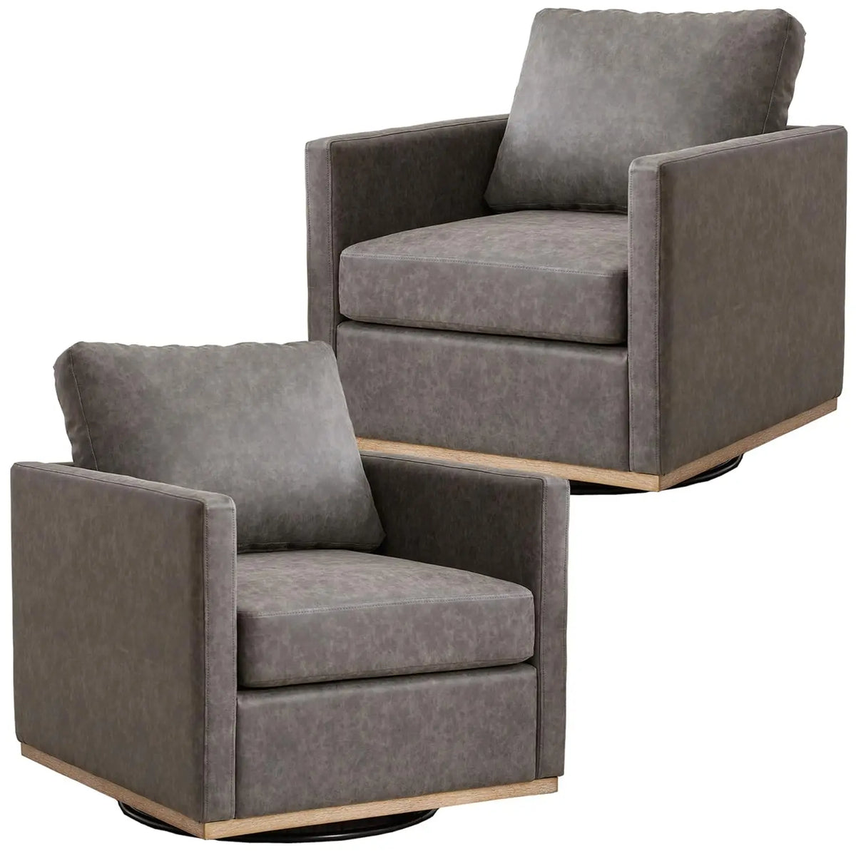 Astoria Collection | Sculptural Atomic-Era Swivel Accent Chairs - Set of Two - detail view 20 revealing design nuance in a Mid-Century Modern living room setting.