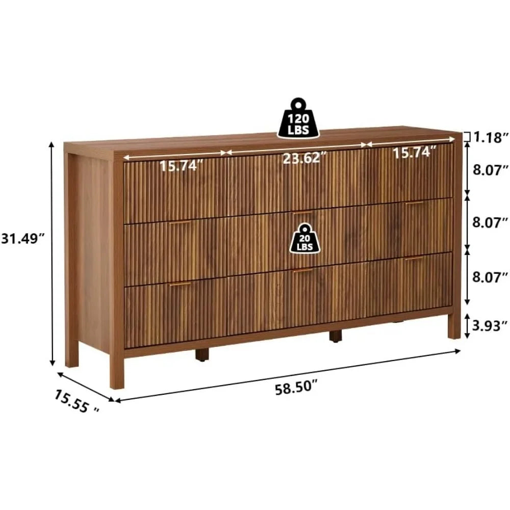 Belmont Collection | Tapered-Leg Brass-Accented Walnut & Brass Dresser - featuring close-up joinery and artisanal finish quality in a Mid-Century Modern bedroom setting.