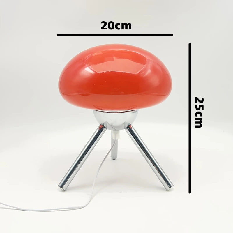 Bauhaus Mid-Century Cream Table Lamp – Retro Glass Ambient Elegance