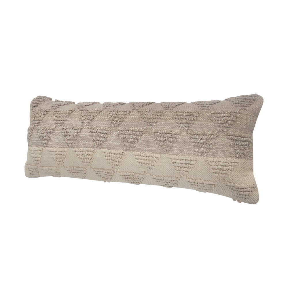 14" X 36" Hand-Woven Cream/ Tan Geometric Organic Cotton Pillow Cover