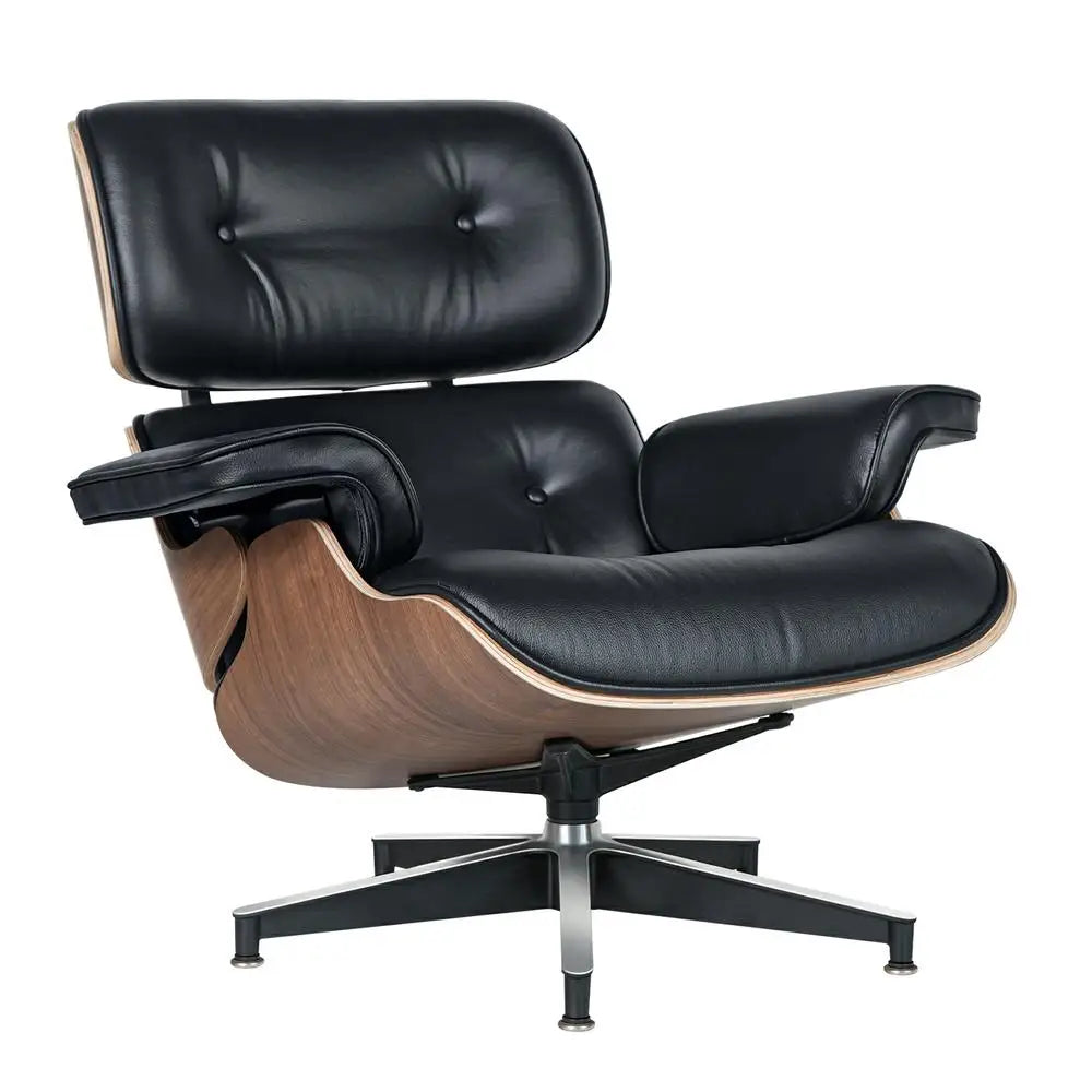 Dresden Collection | Sculptural Leather-Wrapped Cognac Leather Lounge Set - featuring close-up joinery and artisanal finish quality in a Mid-Century Modern living room setting.