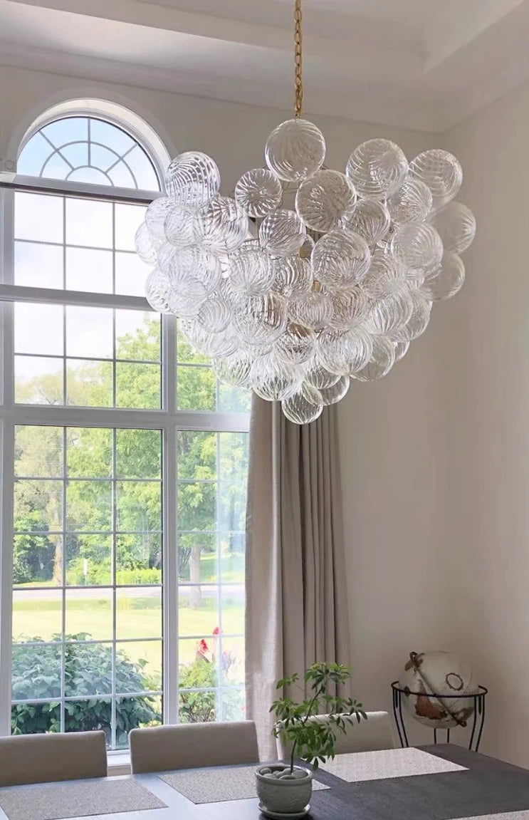 Fontaine Collection | Ribbed Glass-Topped Ribbed Glass Pendant - captured in a curated lifestyle vignette in a Mid-Century Modern bedroom setting.