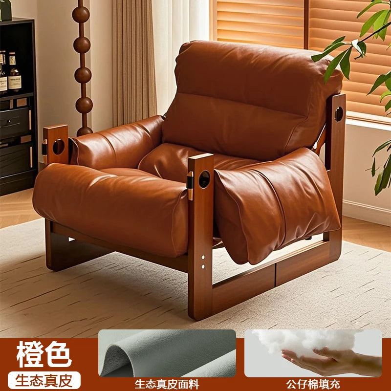 Ellington Collection | Glass-Topped Atomic-Era Cognac Leather Lounge - detail view 12 revealing design nuance in a Mid-Century Modern living room setting.