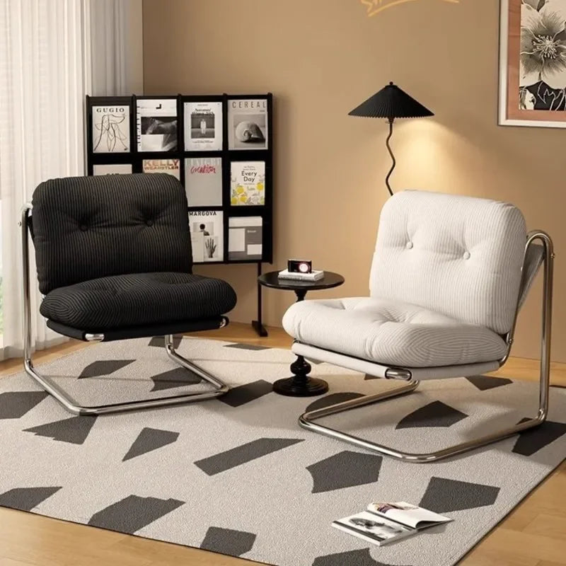 Fontaine Collection | Tapered-Leg Leather-Wrapped Walnut Accent Chair - styled from an alternate angle revealing dimensional depth in a Mid-Century Modern living room setting.