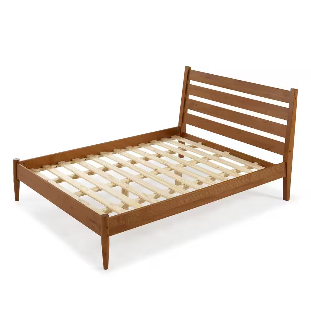 Mid-Century Modern Castanho Queen Size Platform Bed