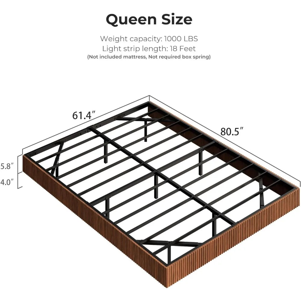 Dresden Collection | Fluted Steel-Framed Walnut Platform Bed - styled from an alternate angle revealing dimensional depth in a Mid-Century Modern bedroom setting.