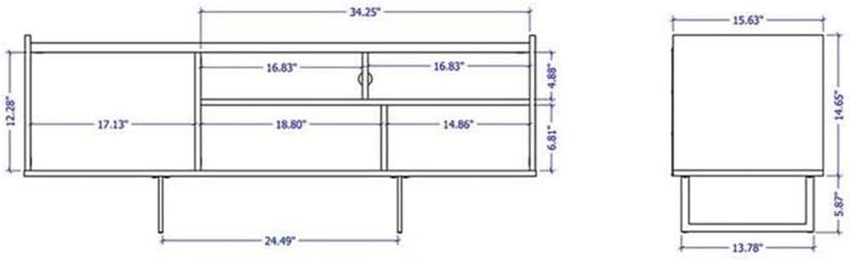 Winston 53.14" TV Stand with 4 Shelves, 53.14 Inches, White and Cinnamon
