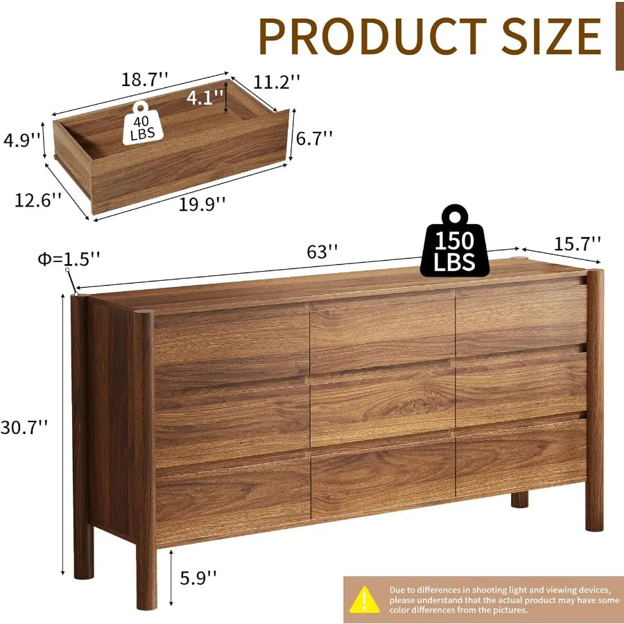 Dresden Collection | Panoramic Danish-Inspired Walnut Dresser - showcasing full sculptural form and curated finish in a Mid-Century Modern bedroom setting.