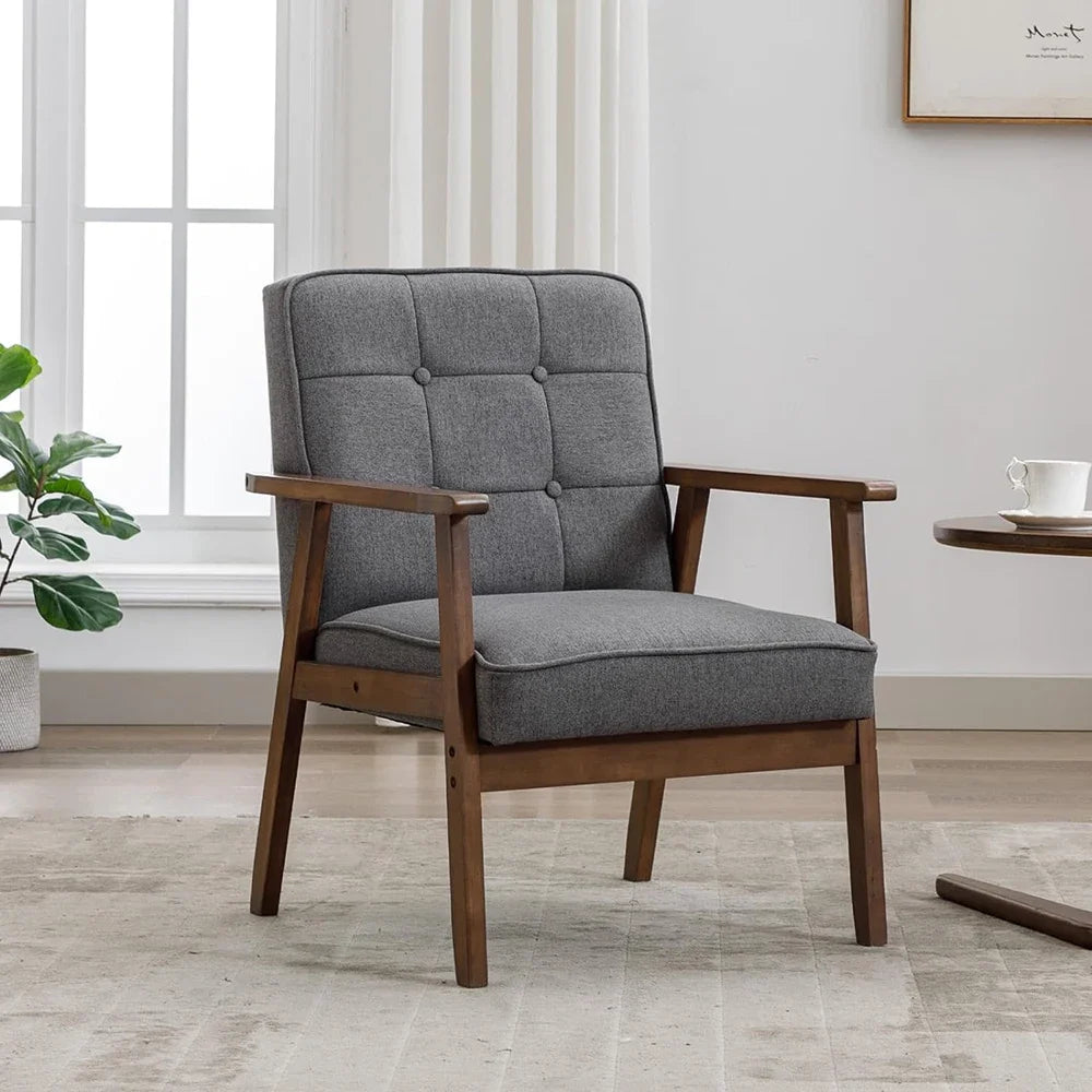 Belmont Collection | Sculptural Leather-Wrapped Cognac Leather Accent Chair - detail view 16 revealing design nuance in a Mid-Century Modern living room setting.