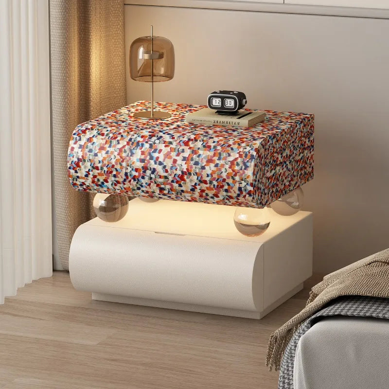 Belmont Collection | Tapered-Leg Nordic Nordic Bedside Table - demonstrating proportional harmony within the collection in a Mid-Century Modern bedroom setting.
