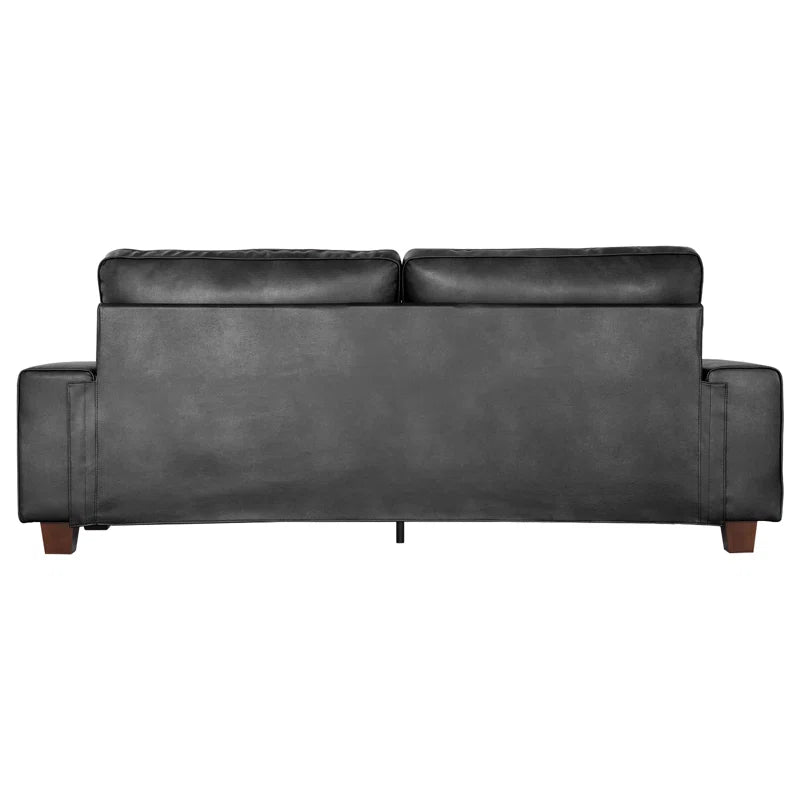 Gilmar 89" Upholstered Vegan Leather Sofa with Square Arms and Storage Pockets