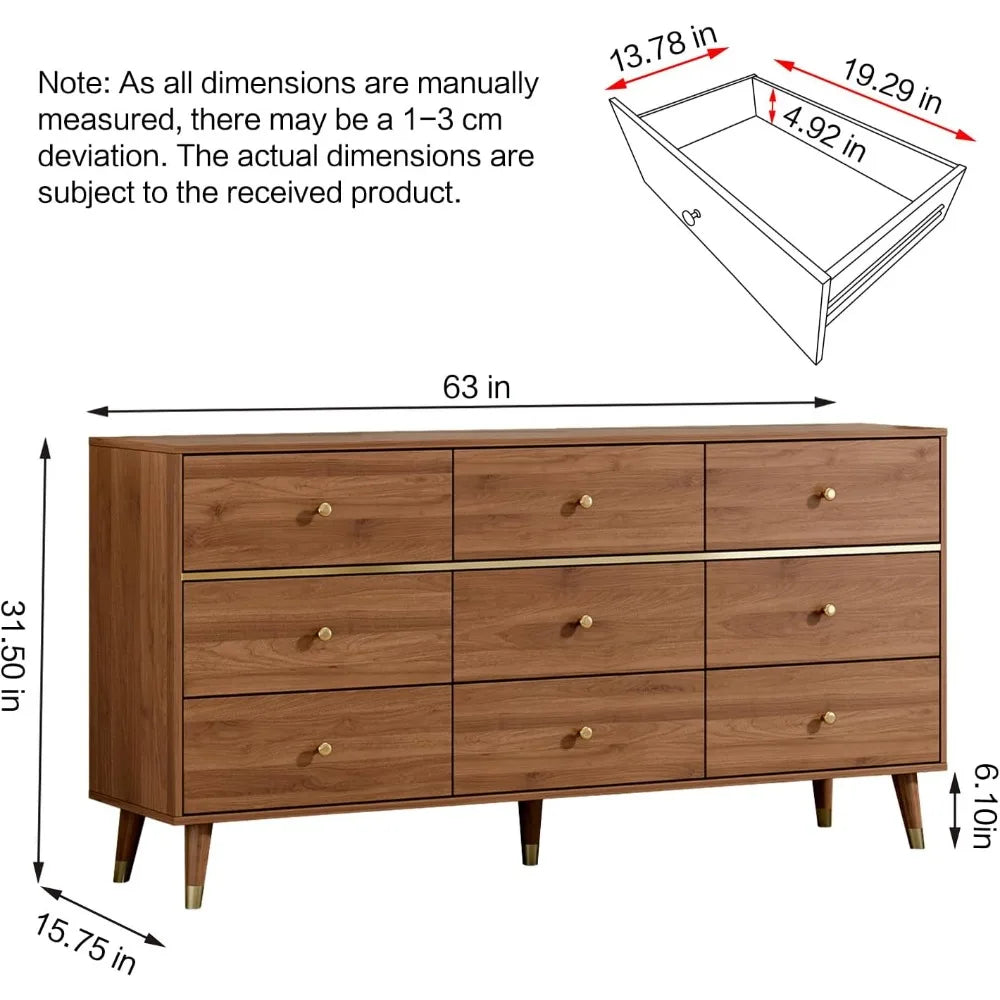 The Belmont Walnut 9-Drawer Dresser