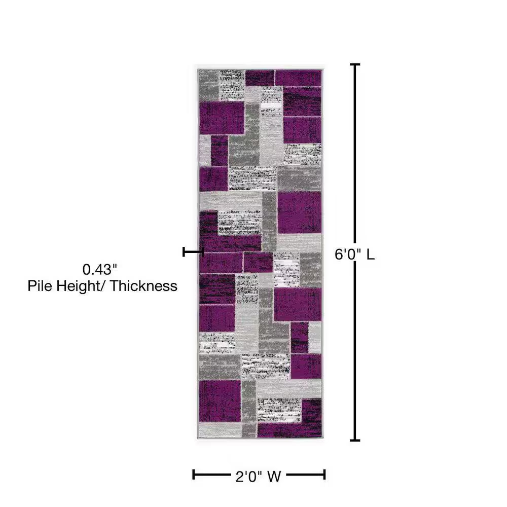 Verena Purple Geometric 2 Ft. X 6 Ft. Runner Rug
