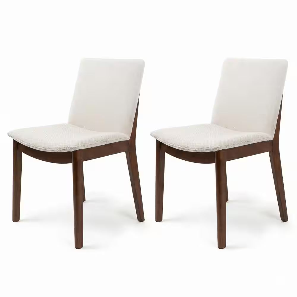 Valentine Mid-Century Modern Beige Fabric Dining Chair (Set of 2)