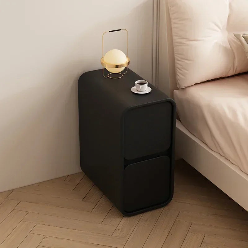 Belmont Collection | Atomic-Era Cabinet Walnut Nightstand - showcasing full sculptural form and curated finish in a Mid-Century Modern bedroom setting.