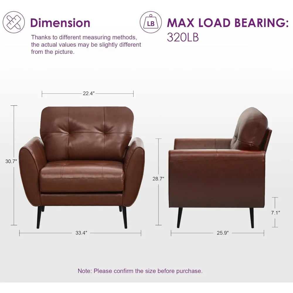 Ellington Collection | Geometric Leather-Wrapped Rich Cognac Leather Accent Chairs - highlighting material texture and craftsmanship detail in a Mid-Century Modern living room setting.