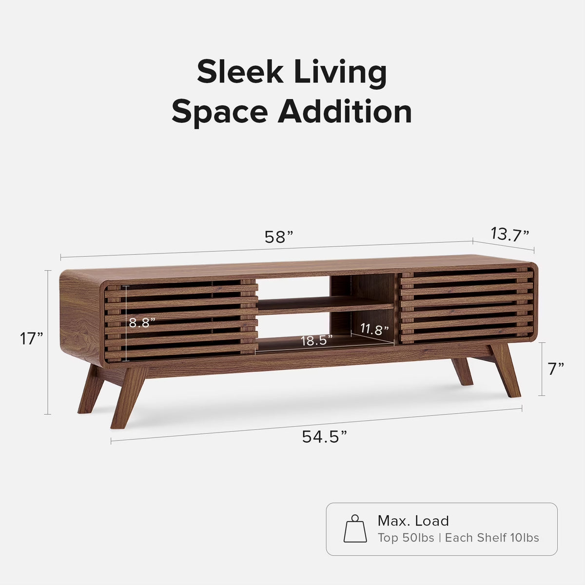 Ensley 59" Low Mid-Century Modern TV Stand Console for TV under 70"