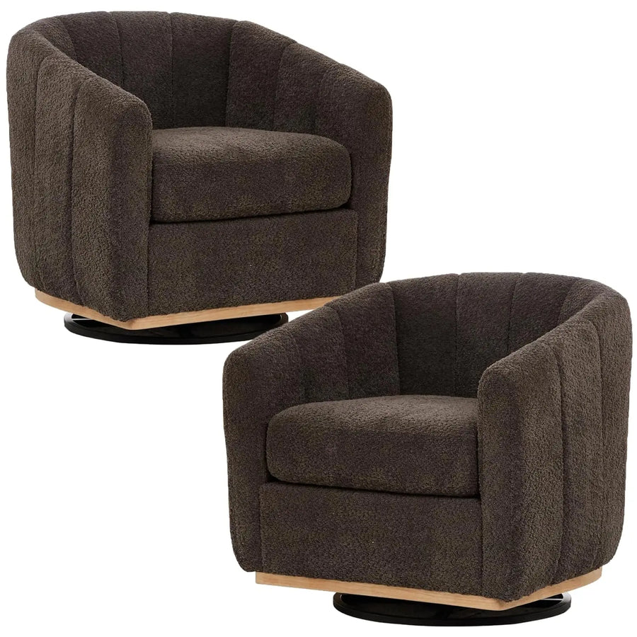 Astoria Collection | Sculptural Atomic-Era Swivel Accent Chairs - Set of Two - showcasing full sculptural form and curated finish in a Mid-Century Modern living room setting.
