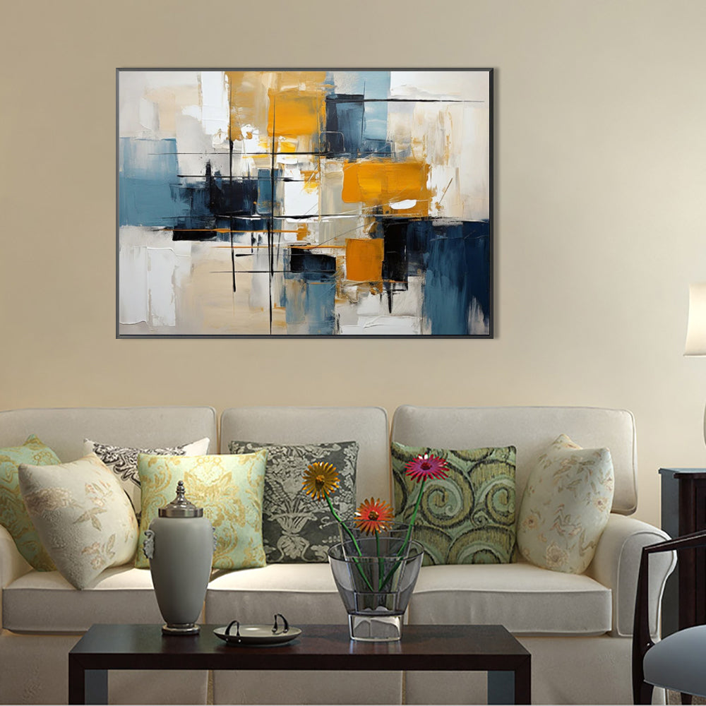 Exquisite Mid-Century Modern 3D Textured Oil Painting for Chic Living Room Decor