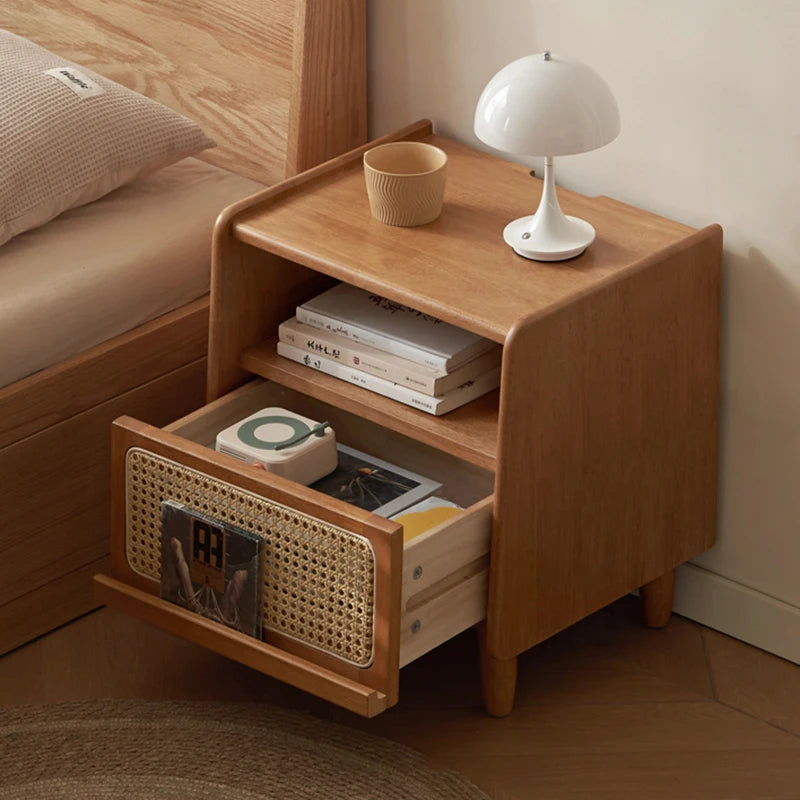 Chinese Vintage Rustic Nightstands with Hidden Storage