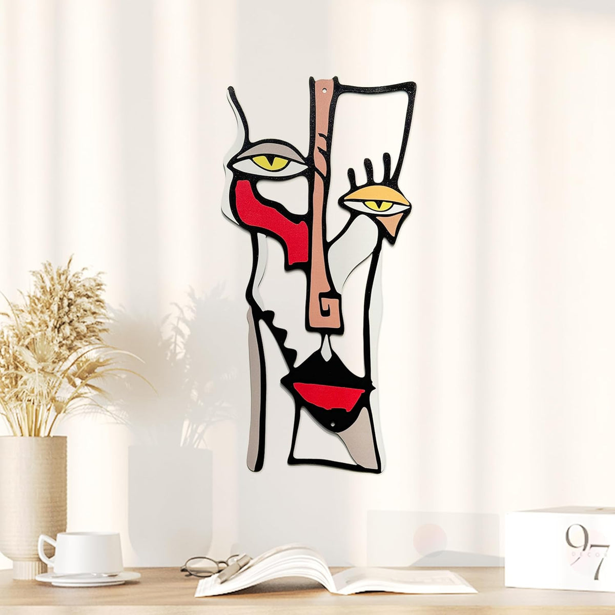 Minimalist Metal Wall Art for Living Room - Pablo Picasso Wall Art Abstract Sculptures, Unique Midcentury Artwork Mid Century Modern Decor for Home Bedroom Bathroom