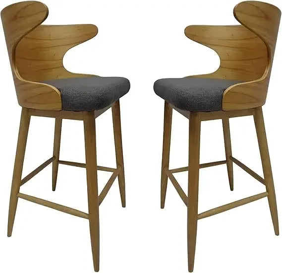 Meridian Collection | Steel-Framed Atomic-Era Charcoal & Steel Barstool Set - demonstrating proportional harmony within the collection in a Mid-Century Modern dining room setting.