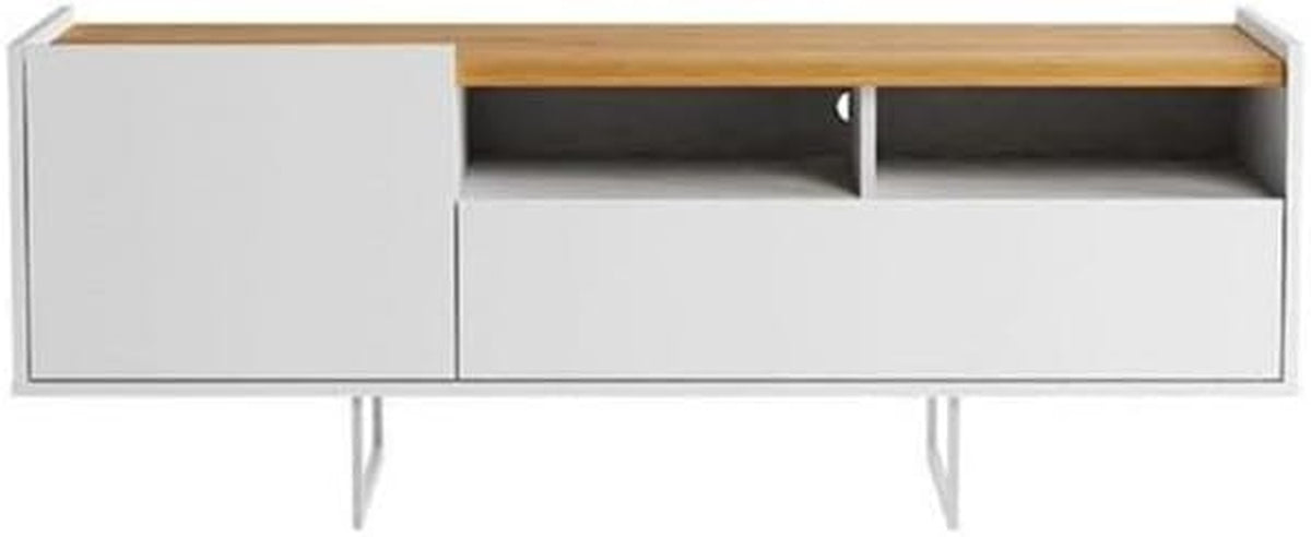 Winston 53.14" TV Stand with 4 Shelves, 53.14 Inches, White and Cinnamon