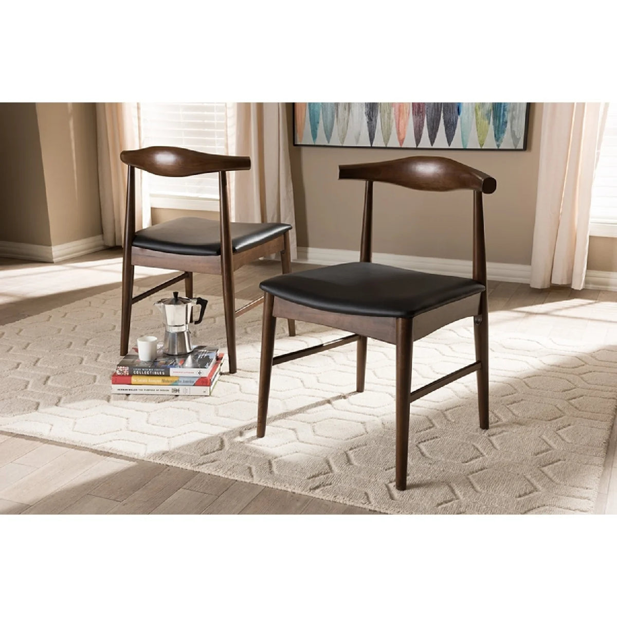 Baxton Studio Winton Mid-Century Modern Walnut Wood Dining Chair (Set of 2)