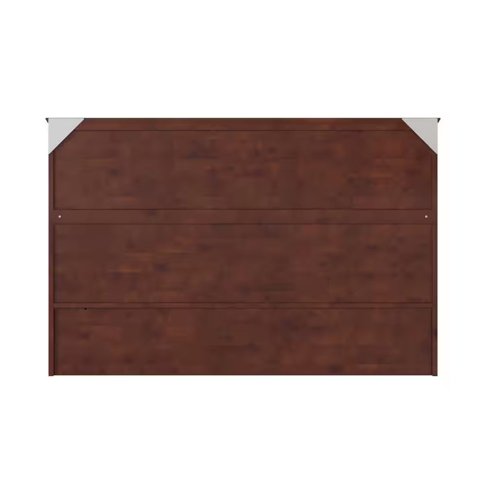 Hamilton Walnut Brown Wood Frame Queen Murphy Bed Chest with 6 In. Mattress, Storage and Built-In Charger