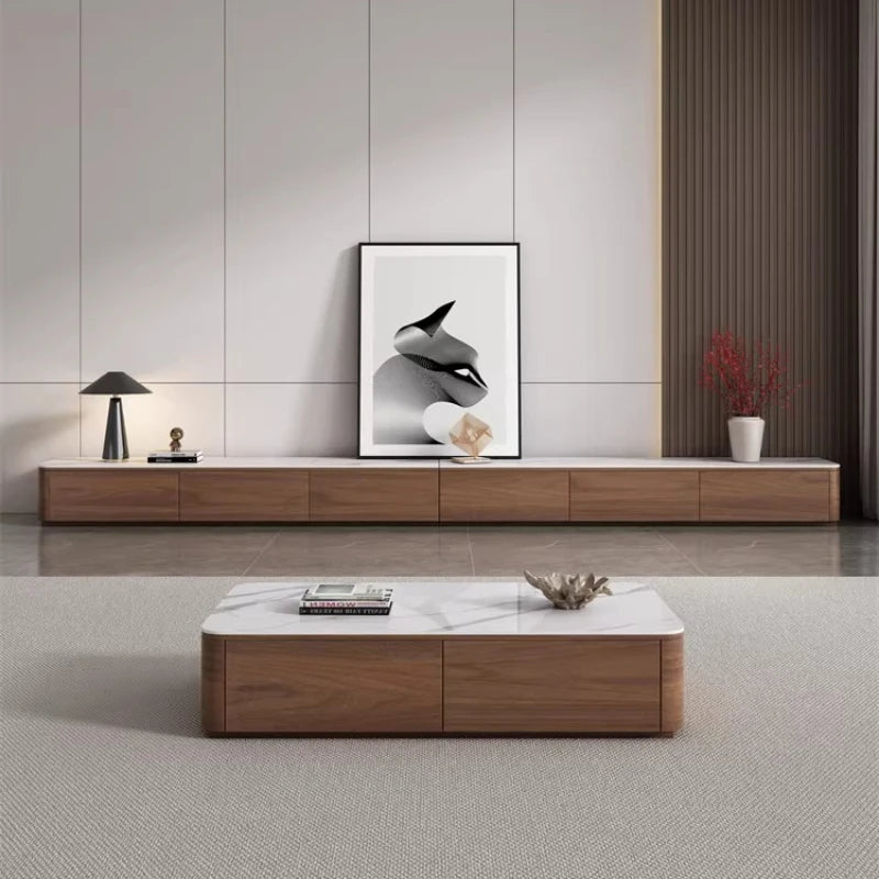 Belmont Collection | Hairpin-Legged Brass-Accented Walnut Console - highlighting material texture and craftsmanship detail in a Mid-Century Modern entryway setting.