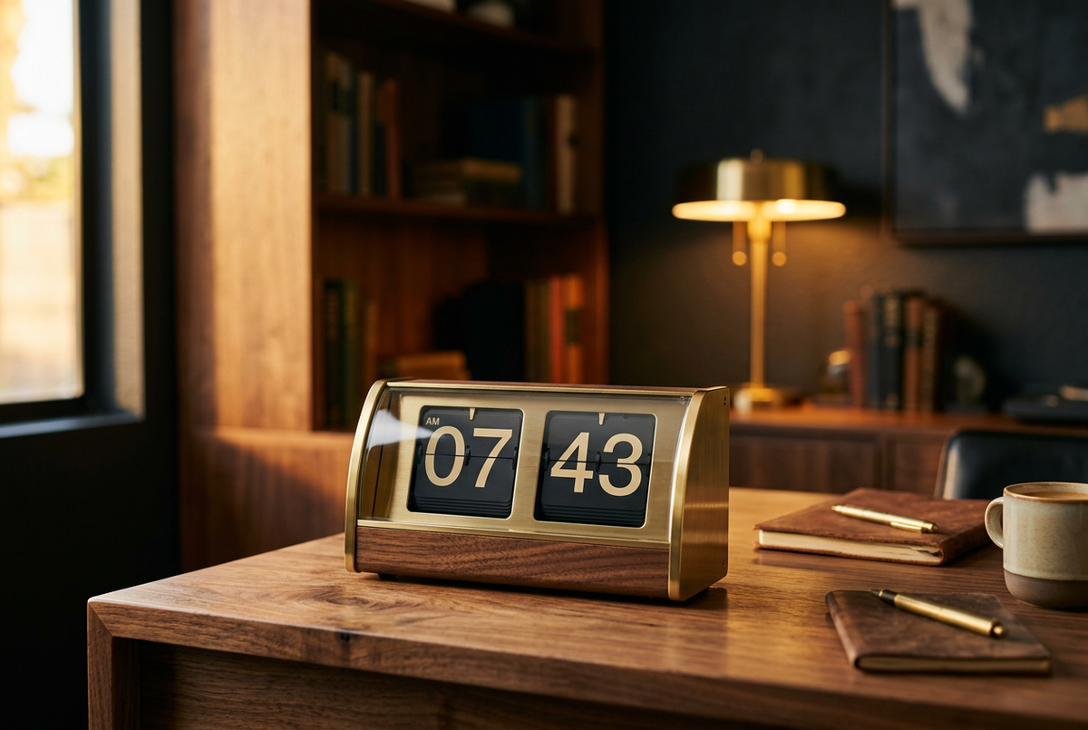 Walnut Base Retro Flip Clock | Epoch Counter