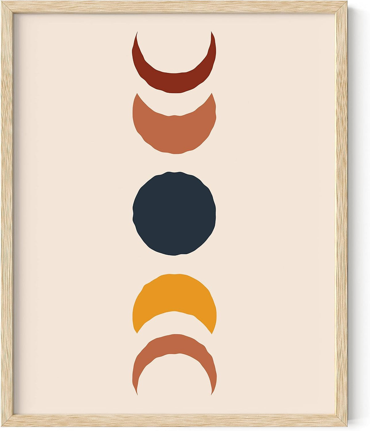 HAUS and HUES Boho Framed Wall Art - Southwestern Geometric Sun Print, Mid Century Modern Decor, Black Frame 12X16