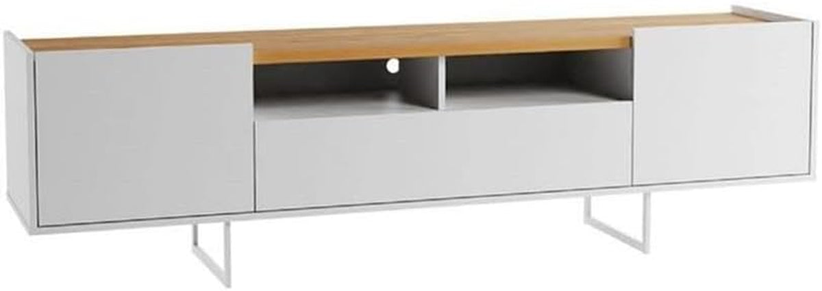 Winston TV Stand, 70.86 Inches, White and Cinnamon