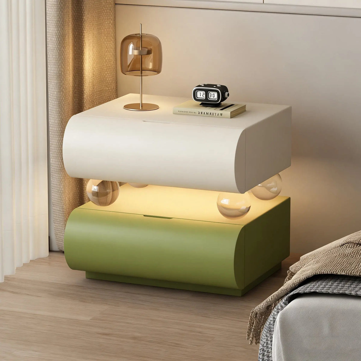 Belmont Collection | Tapered-Leg Nordic Nordic Bedside Table - Curated Bedroom for the Modern Living Collection | Woodies ON Woodlawn